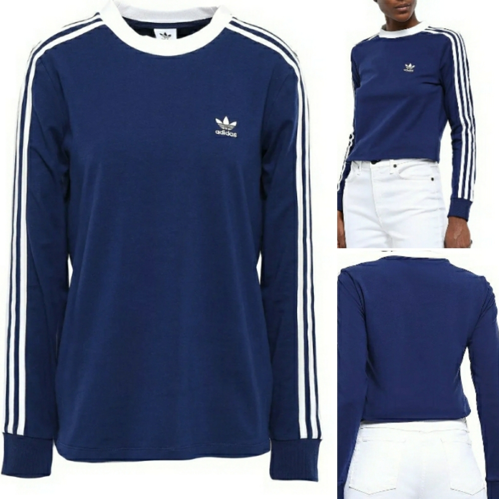 Nwt! Adidas Striped Cotton Jersey Top